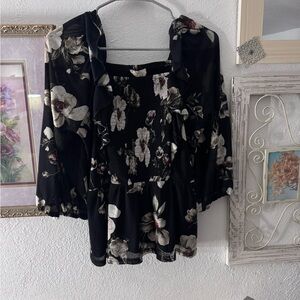Floral Black Women's Top